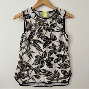 J. Crew gold foil leaf print tank